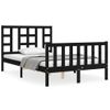 Cama Matrimonial | Cama Para Adultos | Estructura De Cama Con Cabecero Madera Maciza Negro 120x200 Cm Cfw646169