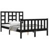 Cama Matrimonial | Cama Para Adultos | Estructura De Cama Con Cabecero Madera Maciza Negro 120x200 Cm Cfw646169