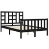 Cama Matrimonial | Cama Para Adultos | Estructura De Cama Con Cabecero Madera Maciza Negro 120x200 Cm Cfw646169