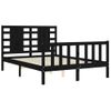 Cama Matrimonial | Cama Para Adultos | Estructura De Cama Con Cabecero Madera Maciza Negro 120x200 Cm Cfw301318