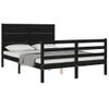 Cama Matrimonial | Cama Para Adultos | Estructura De Cama Con Cabecero Madera Maciza Negro 120x200 Cm Cfw370780