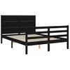 Cama Matrimonial | Cama Para Adultos | Estructura De Cama Con Cabecero Madera Maciza Negro 120x200 Cm Cfw370780