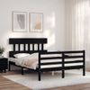 Cama Matrimonial | Cama Para Adultos | Estructura De Cama Con Cabecero Madera Maciza Negro 120x200 Cm Cfw258432