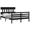 Cama Matrimonial | Cama Para Adultos | Estructura De Cama Con Cabecero Madera Maciza Negro 120x200 Cm Cfw258432