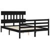 Cama Matrimonial | Cama Para Adultos | Estructura De Cama Con Cabecero Madera Maciza Negro 120x200 Cm Cfw258432