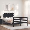 Cama Matrimonial | Cama Para Adultos | Estructura De Cama Con Cabecero Madera Maciza Negro 120x200 Cm Cfw741345