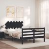 Cama Matrimonial | Cama Para Adultos | Estructura De Cama Con Cabecero Madera Maciza Negro 120x200 Cm Cfw741345