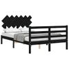 Cama Matrimonial | Cama Para Adultos | Estructura De Cama Con Cabecero Madera Maciza Negro 120x200 Cm Cfw741345