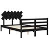 Cama Matrimonial | Cama Para Adultos | Estructura De Cama Con Cabecero Madera Maciza Negro 120x200 Cm Cfw741345