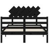 Cama Matrimonial | Cama Para Adultos | Estructura De Cama Con Cabecero Madera Maciza Negro 120x200 Cm Cfw741345