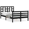 Cama Matrimonial | Cama Para Adultos | Estructura De Cama Con Cabecero Madera Maciza Negro 120x200 Cm Cfw719209