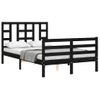 Cama Matrimonial | Cama Para Adultos | Estructura De Cama Con Cabecero Madera Maciza Negro 120x200 Cm Cfw719209