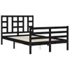 Cama Matrimonial | Cama Para Adultos | Estructura De Cama Con Cabecero Madera Maciza Negro 120x200 Cm Cfw719209