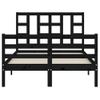 Cama Matrimonial | Cama Para Adultos | Estructura De Cama Con Cabecero Madera Maciza Negro 120x200 Cm Cfw719209