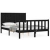 Cama Matrimonial | Cama Para Adultos | Estructura De Cama Con Cabecero Madera Maciza Negro 120x200 Cm Cfw302126