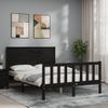 Cama Matrimonial | Cama Para Adultos | Estructura De Cama Con Cabecero Madera Maciza Negro 120x200 Cm Cfw486711