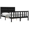 Cama Matrimonial | Cama Para Adultos | Estructura De Cama Con Cabecero Madera Maciza Negro 120x200 Cm Cfw486711