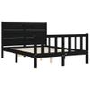 Cama Matrimonial | Cama Para Adultos | Estructura De Cama Con Cabecero Madera Maciza Negro 120x200 Cm Cfw486711