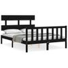 Cama Matrimonial | Cama Para Adultos | Estructura De Cama Con Cabecero Madera Maciza Negro 120x200 Cm Cfw242952