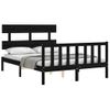 Cama Matrimonial | Cama Para Adultos | Estructura De Cama Con Cabecero Madera Maciza Negro 120x200 Cm Cfw242952