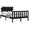 Cama Matrimonial | Cama Para Adultos | Estructura De Cama Con Cabecero Madera Maciza Negro 120x200 Cm Cfw192361