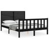 Cama Matrimonial | Cama Para Adultos | Estructura De Cama Con Cabecero Madera Maciza Negro 120x200 Cm Cfw648717