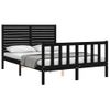 Cama Matrimonial | Cama Para Adultos | Estructura De Cama Con Cabecero Madera Maciza Negro 120x200 Cm Cfw648717