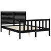 Cama Matrimonial | Cama Para Adultos | Estructura De Cama Con Cabecero Madera Maciza Negro 120x200 Cm Cfw648717