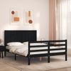 Cama Matrimonial | Cama Para Adultos | Estructura De Cama Con Cabecero Madera Maciza Negro 120x200 Cm Cfw260509