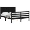 Cama Matrimonial | Cama Para Adultos | Estructura De Cama Con Cabecero Madera Maciza Negro 120x200 Cm Cfw260509