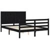 Cama Matrimonial | Cama Para Adultos | Estructura De Cama Con Cabecero Madera Maciza Negro 120x200 Cm Cfw260509