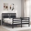 Cama Matrimonial | Cama Para Adultos | Estructura De Cama Con Cabecero Madera Maciza Negro 120x200 Cm Cfw881451