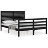 Cama Matrimonial | Cama Para Adultos | Estructura De Cama Con Cabecero Madera Maciza Negro 120x200 Cm Cfw245180