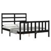 Cama Matrimonial | Cama Para Adultos | Estructura De Cama Con Cabecero Madera Maciza Negro 140x190 Cm Cfw705112