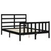 Cama Matrimonial | Cama Para Adultos | Estructura De Cama Con Cabecero Madera Maciza Negro 140x190 Cm Cfw705112