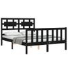 Cama Matrimonial | Cama Para Adultos | Estructura De Cama Con Cabecero Madera Maciza Negro 140x190 Cm Cfw921743