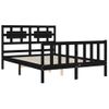 Cama Matrimonial | Cama Para Adultos | Estructura De Cama Con Cabecero Madera Maciza Negro 140x190 Cm Cfw921743