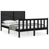 Cama Matrimonial | Cama Para Adultos | Estructura De Cama Con Cabecero Madera Maciza Negro 140x190 Cm Cfw529240