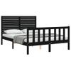 Cama Matrimonial | Cama Para Adultos | Estructura De Cama Con Cabecero Madera Maciza Negro 140x190 Cm Cfw529240