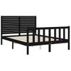 Cama Matrimonial | Cama Para Adultos | Estructura De Cama Con Cabecero Madera Maciza Negro 140x190 Cm Cfw529240