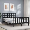 Cama Matrimonial | Cama Para Adultos | Estructura De Cama Con Cabecero Madera Maciza Negro 140x190 Cm Cfw895575