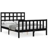 Cama Matrimonial | Cama Para Adultos | Estructura De Cama Con Cabecero Madera Maciza Negro 140x190 Cm Cfw895575