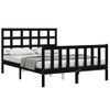 Cama Matrimonial | Cama Para Adultos | Estructura De Cama Con Cabecero Madera Maciza Negro 140x190 Cm Cfw895575