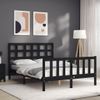 Cama Matrimonial | Cama Para Adultos | Estructura De Cama Con Cabecero Madera Maciza Negro 140x190 Cm Cfw895575