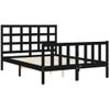 Cama Matrimonial | Cama Para Adultos | Estructura De Cama Con Cabecero Madera Maciza Negro 140x190 Cm Cfw895575