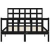 Cama Matrimonial | Cama Para Adultos | Estructura De Cama Con Cabecero Madera Maciza Negro 140x190 Cm Cfw895575