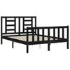 Cama Matrimonial | Cama Para Adultos | Estructura De Cama Con Cabecero Madera Maciza Negro 140x190 Cm Cfw913372