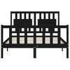 Cama Matrimonial | Cama Para Adultos | Estructura De Cama Con Cabecero Madera Maciza Negro 140x190 Cm Cfw667266