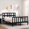 Cama Matrimonial | Cama Para Adultos | Estructura De Cama Con Cabecero Madera Maciza Negro 140x190 Cm Cfw527937