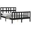 Cama Matrimonial | Cama Para Adultos | Estructura De Cama Con Cabecero Madera Maciza Negro 140x190 Cm Cfw527937